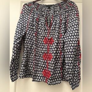 JCREW Embroidered Navy Red & white Tie next top Size 16 NWT